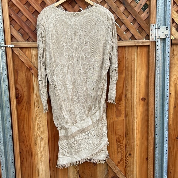 Vintage Nieman Marcus Dress 80's 90's Gold Party Dress with Drop Waist Fringe - Picture 5 of 8